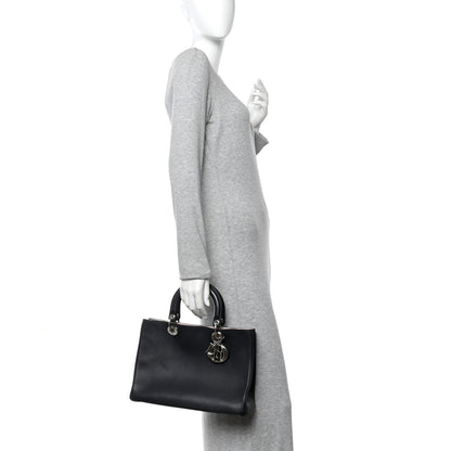 Christian Dior Smooth Calfskin Medium Diorissimo Tote Black Rose Poudre 2 of 10