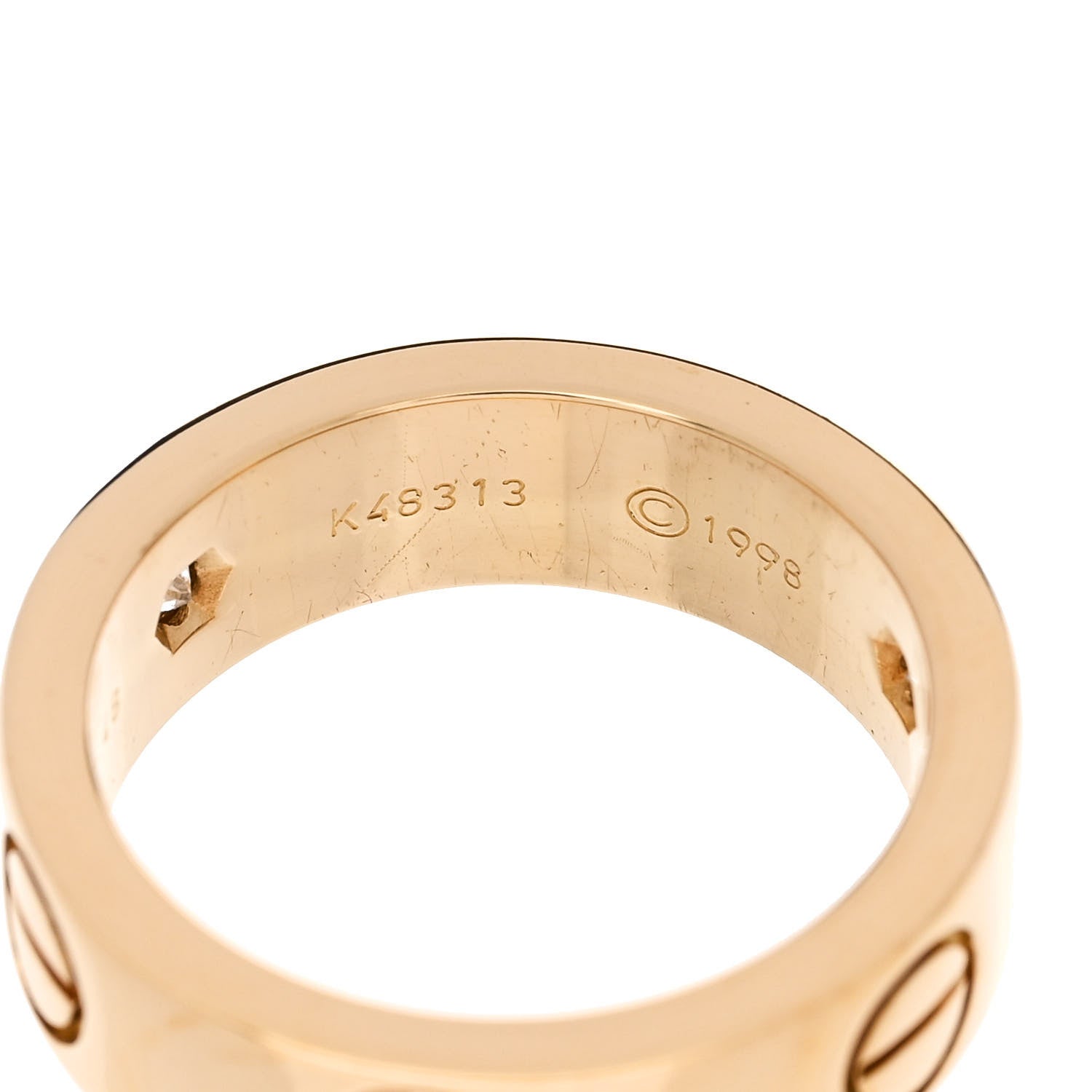 Cartier 18K Yellow Gold 3 Diamond 5.5mm LOVE Ring 48 4.5 6 of 6