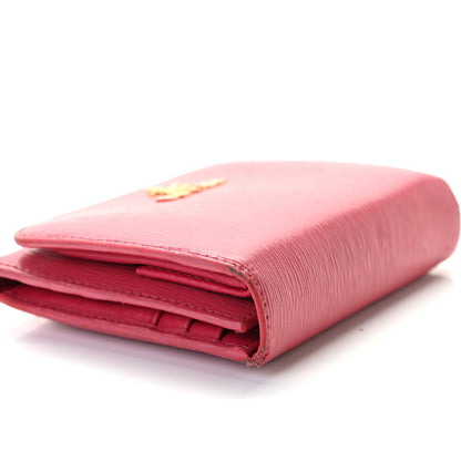 Prada Vitello Move Tri-Fold Compact Wallet Peonia 9 of 10