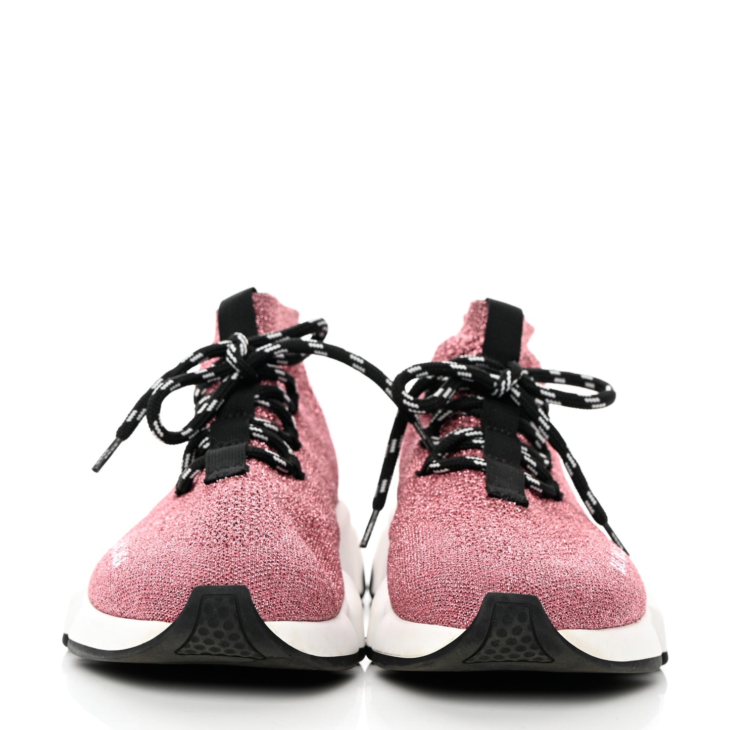 Laminated Knit Womens Speed Lace Up Sneakers 36 Pink White Black