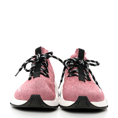 Balenciaga Laminated Knit Womens Speed Lace Up Sneakers 36 Pink White Black 2 of 8