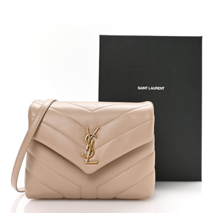 Saint Laurent Calfskin Y Quilted Monogram Toy Loulou Crossbody Bag Dark Beige 11 of 11
