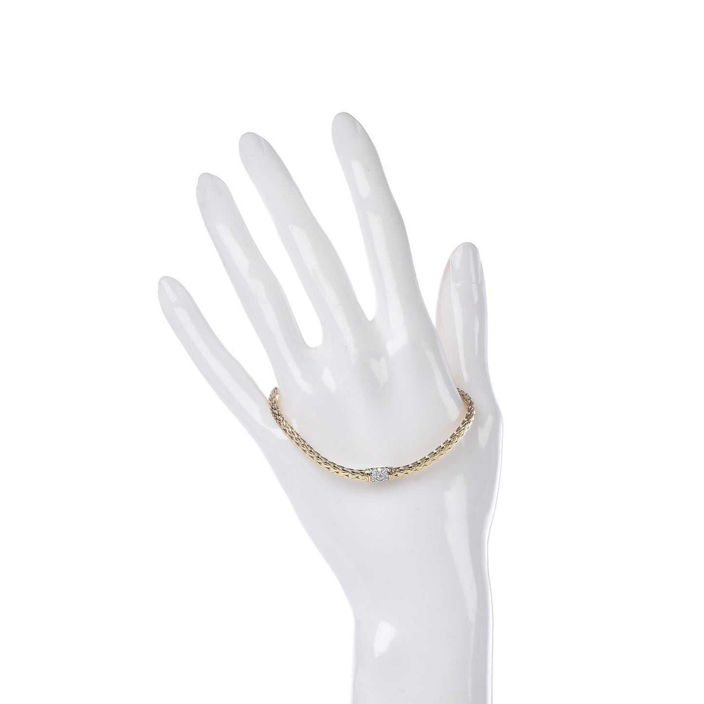 18K Yellow Gold Diamond 3.5mm Classic Chain Bracelet