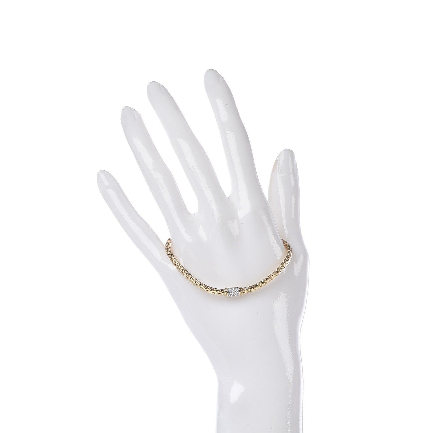 John Hardy 18K Yellow Gold Diamond 3.5mm Classic Chain Bracelet 2 of 5