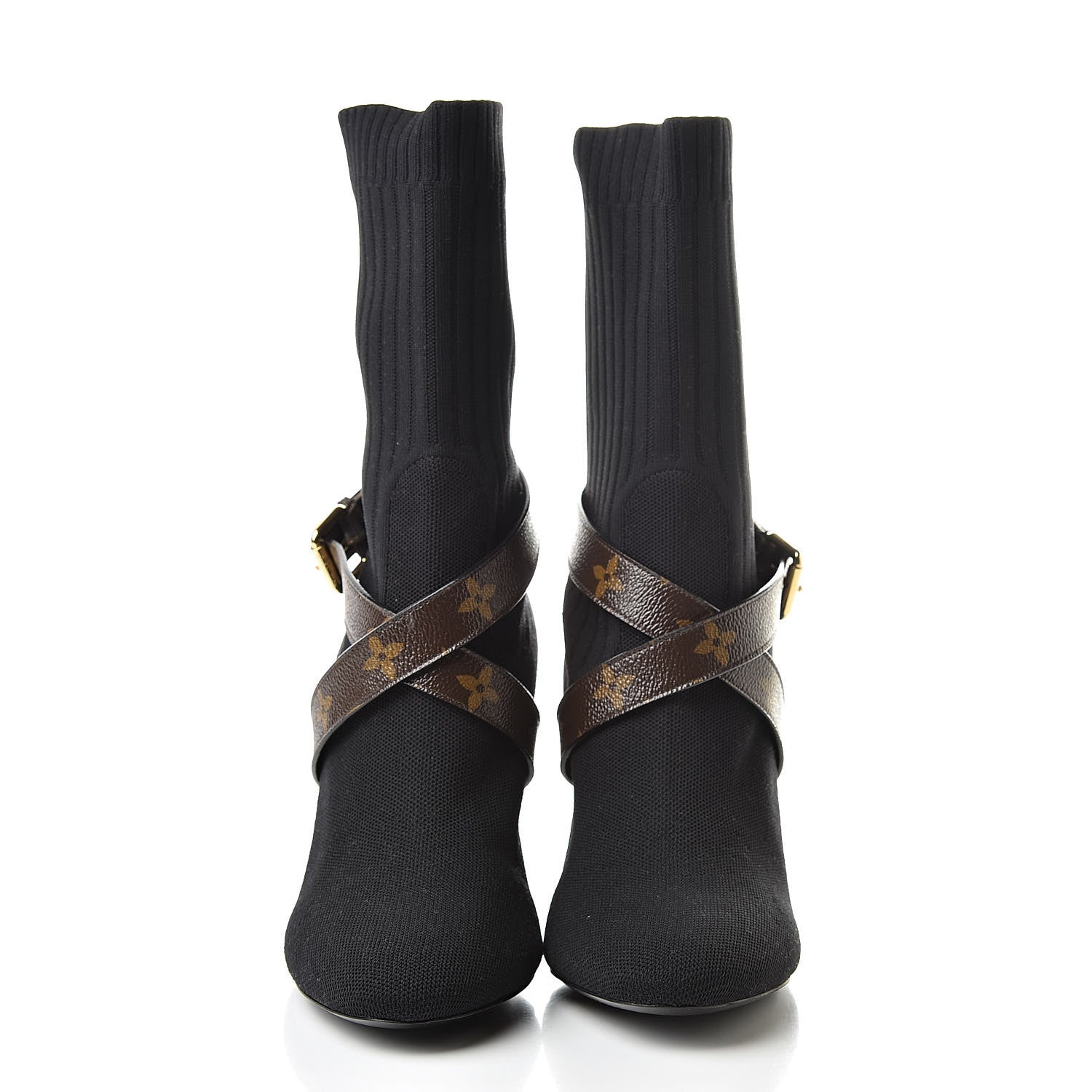 Louis Vuitton Monogram Stretch Fabric Silhouette Ankle Boots 40 Black 2 of 7