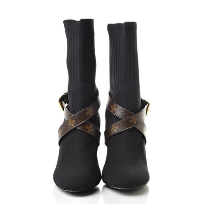 Louis Vuitton Monogram Stretch Fabric Silhouette Ankle Boots 40 Black 2 of 7