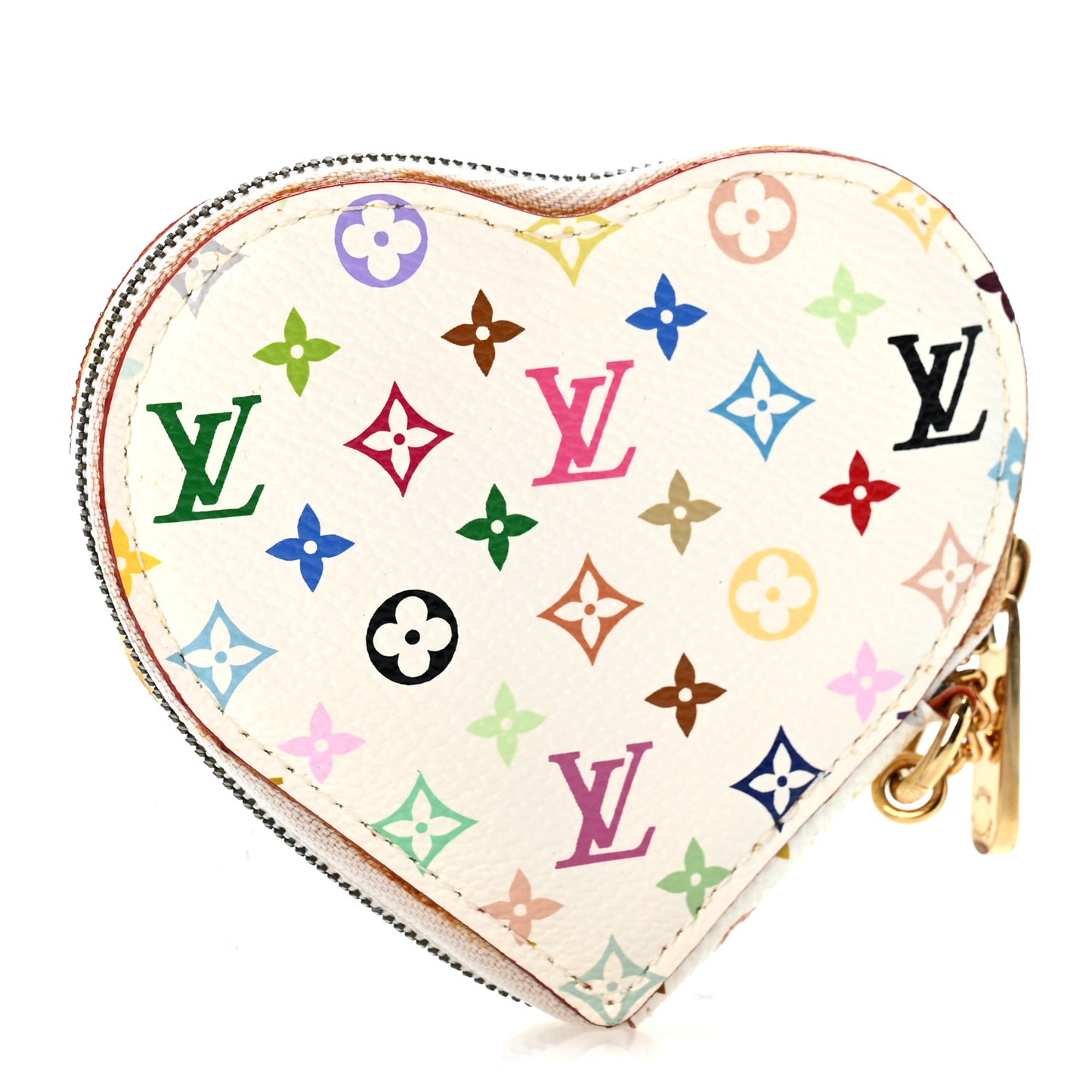 Monogram Multicolor Coeur Heart Coin Purse White