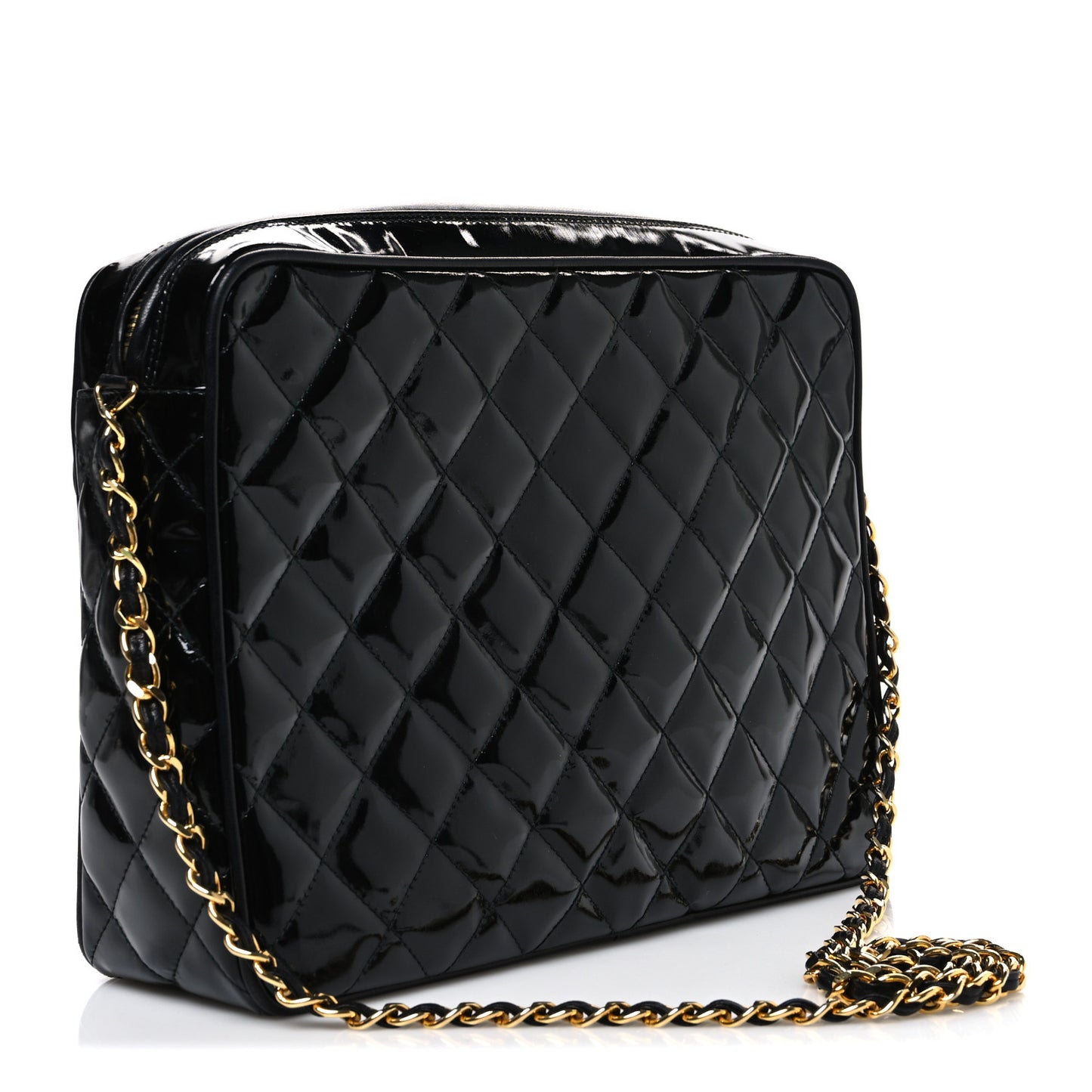 Patent Quilted Tassel Camera Case Black