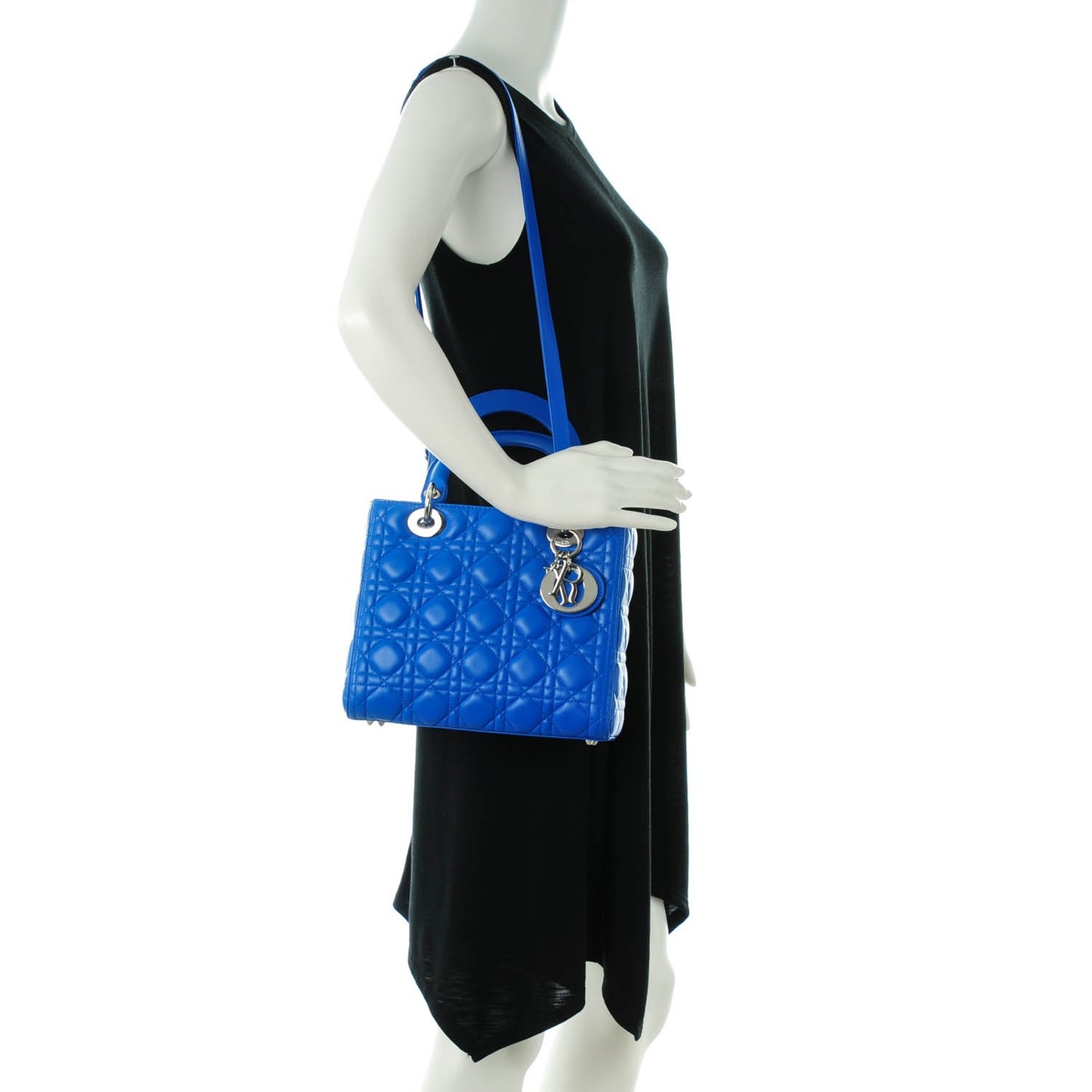 Lambskin Cannage Medium Lady Dior Blue Persan