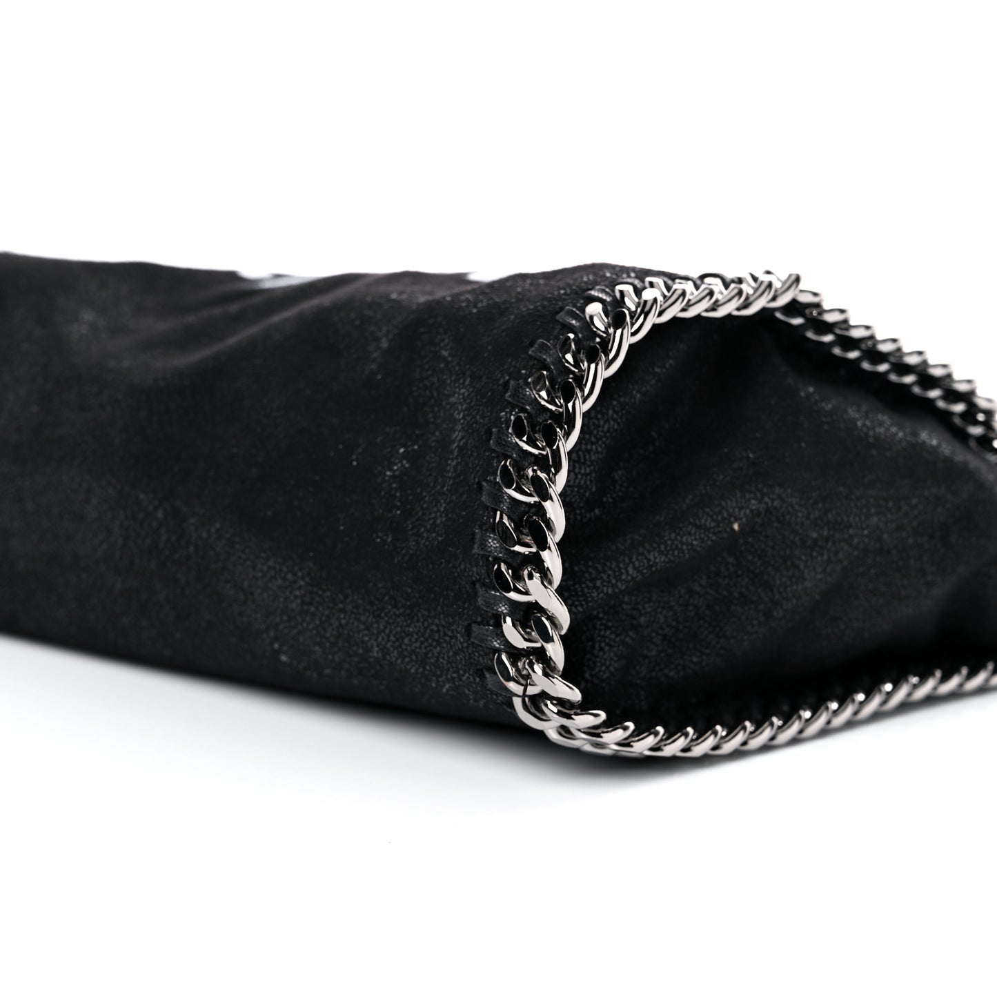 X ED CURTIS Shaggy Deer Logo Embroidered Mini Falabella Fold Over Tote Black