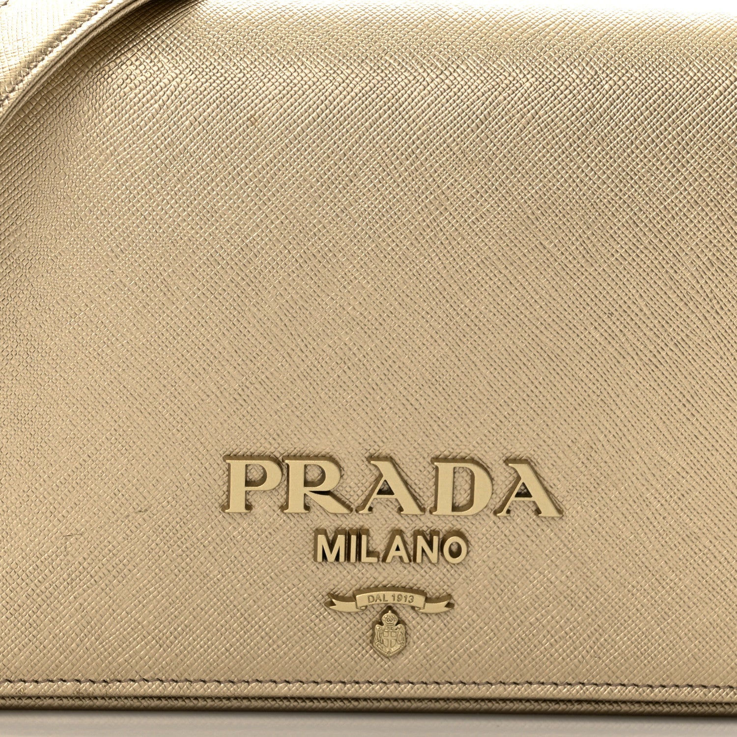 Prada Metallic Saffiano Lux Chain Wallet Pirite 7 of 9