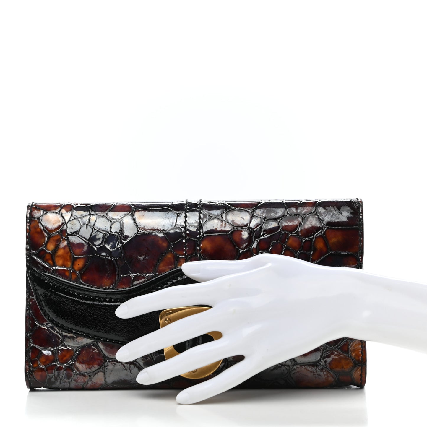 Calfskin Crocodile Embossed Clutch