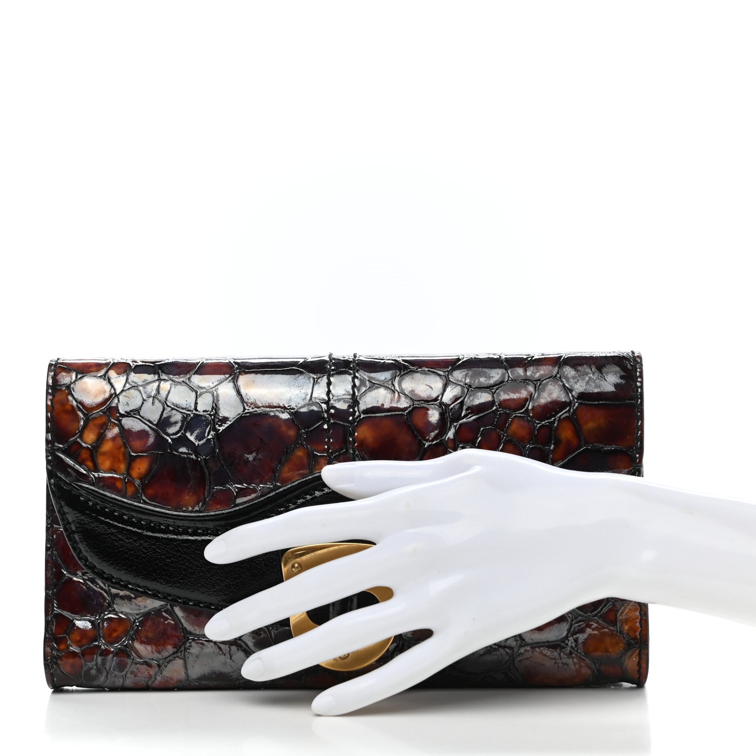 Alexander McQueen Calfskin Crocodile Embossed Clutch 2 of 9