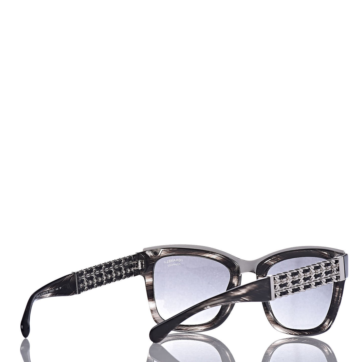 Square Chain Sunglasses 5362-Q Shaded Black