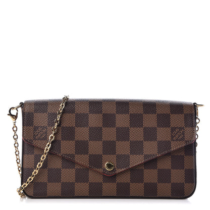 Louis Vuitton Damier Ebene Pochette Felicie Chain Wallet 1 of 13