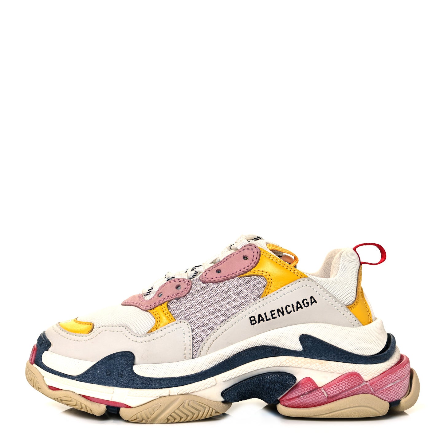 Mesh Nubuck Womens Triple S Sneakers 37 White Gris Jaune Rose