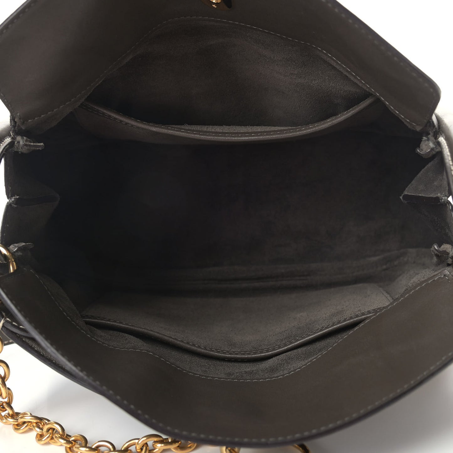 Small Classic Grain Calfskin Small Leighton Dark Grey