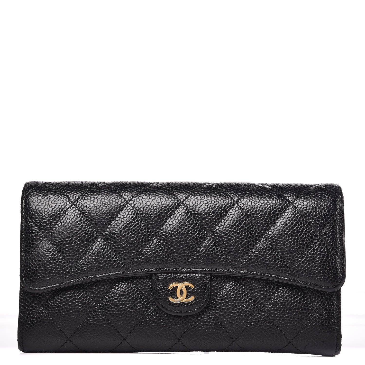 Chanel Caviar Quilted Large Gusset Flap Wallet Black 1 of 9