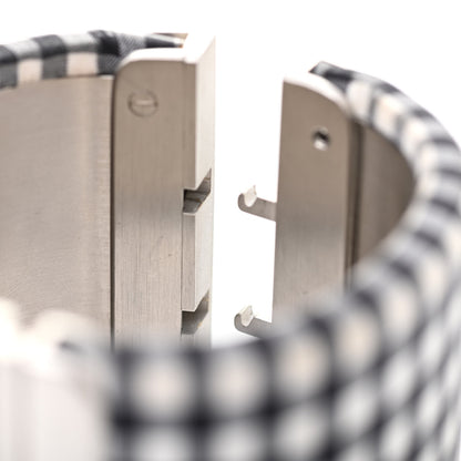 Chanel Fabric Metal Enamel Gingham CC Cuff Black White 8 of 9
