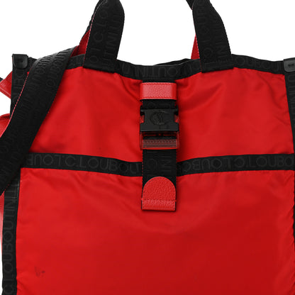 Christian Louboutin Nylon Calfskin Loubiclic Logo Tote Bag Red 8 of 15