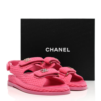 Chanel Knit Fabric Velcro Dad Sandals 40 Pink 12 of 12