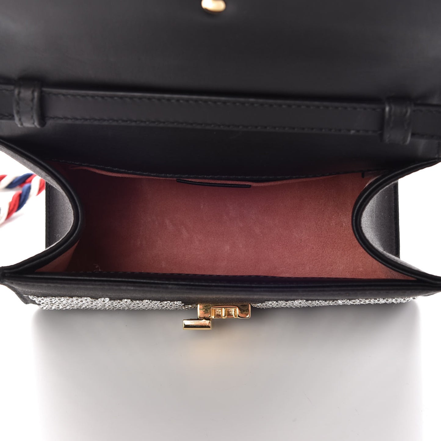 Satin Crystal Mini Sylvie Top Handle Bag Black