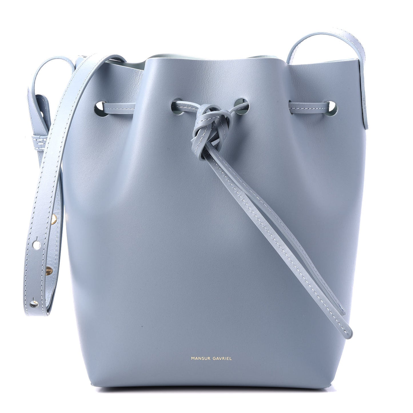 Calfskin Mini Bucket Bag Grey Blue