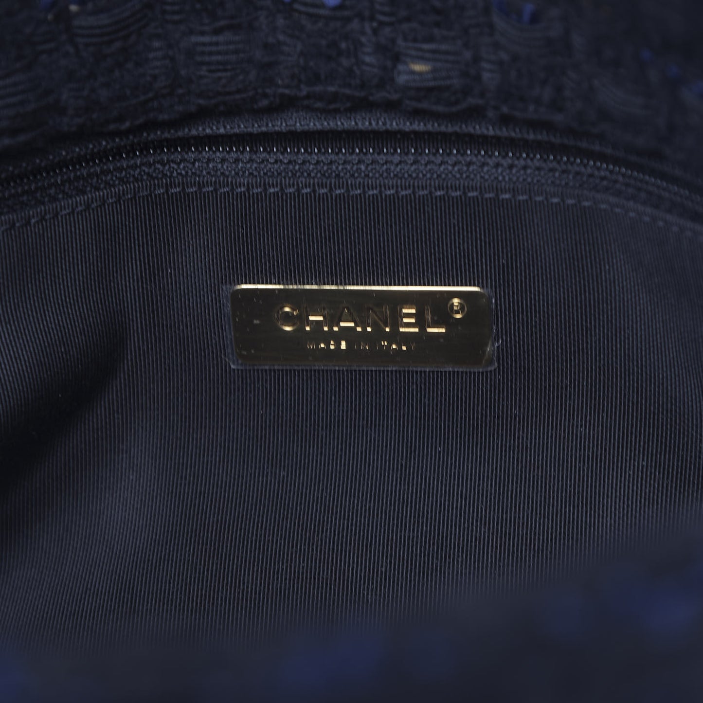 Tweed Quilted Large Chanel 19 Flap Black Navy Gold