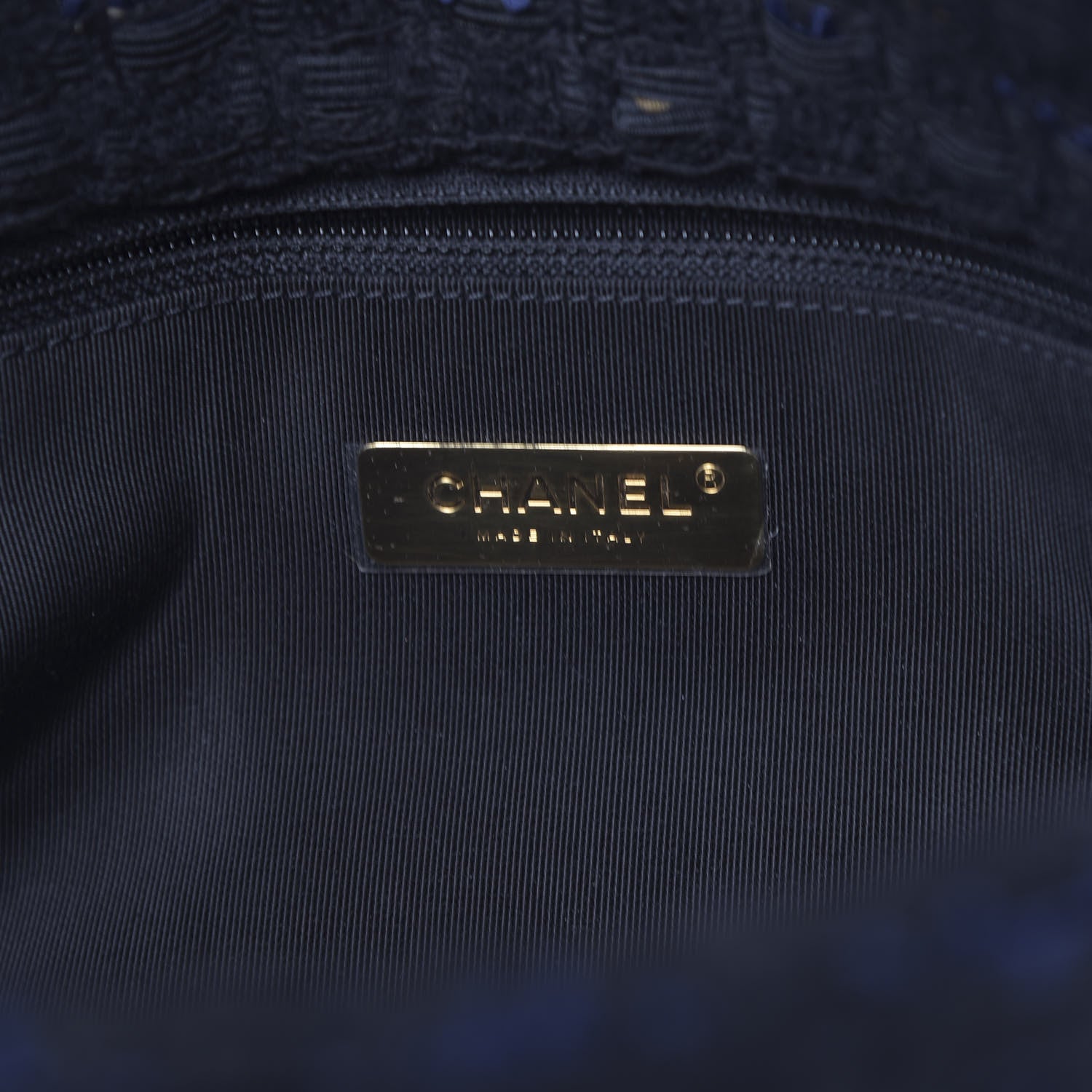 Chanel Tweed Quilted Large Chanel 19 Flap Black Navy Gold 6 of 11
