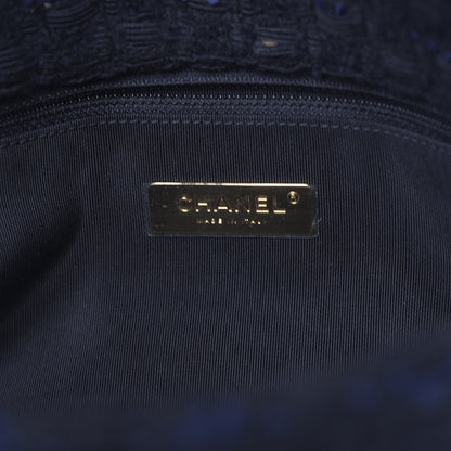 Chanel Tweed Quilted Large Chanel 19 Flap Black Navy Gold 6 of 11