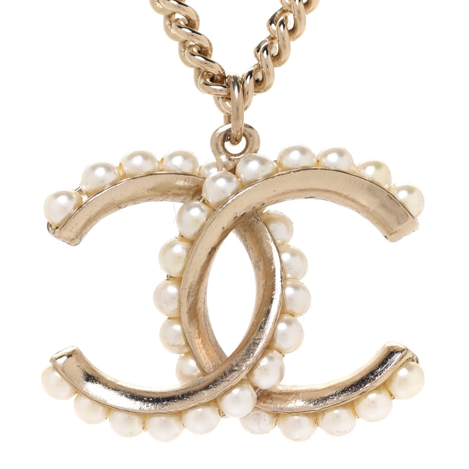 Chanel Pearl Twisted CC Pendant Necklace Gold 4 of 6