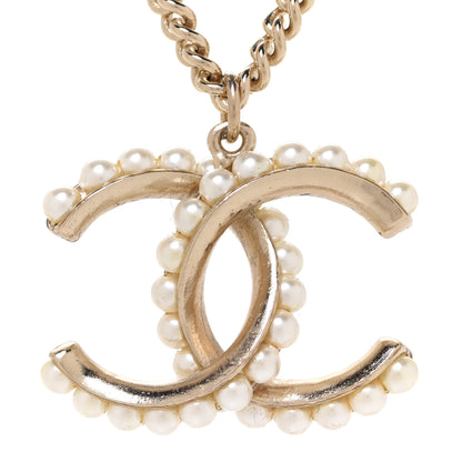 Chanel Pearl Twisted CC Pendant Necklace Gold 4 of 6