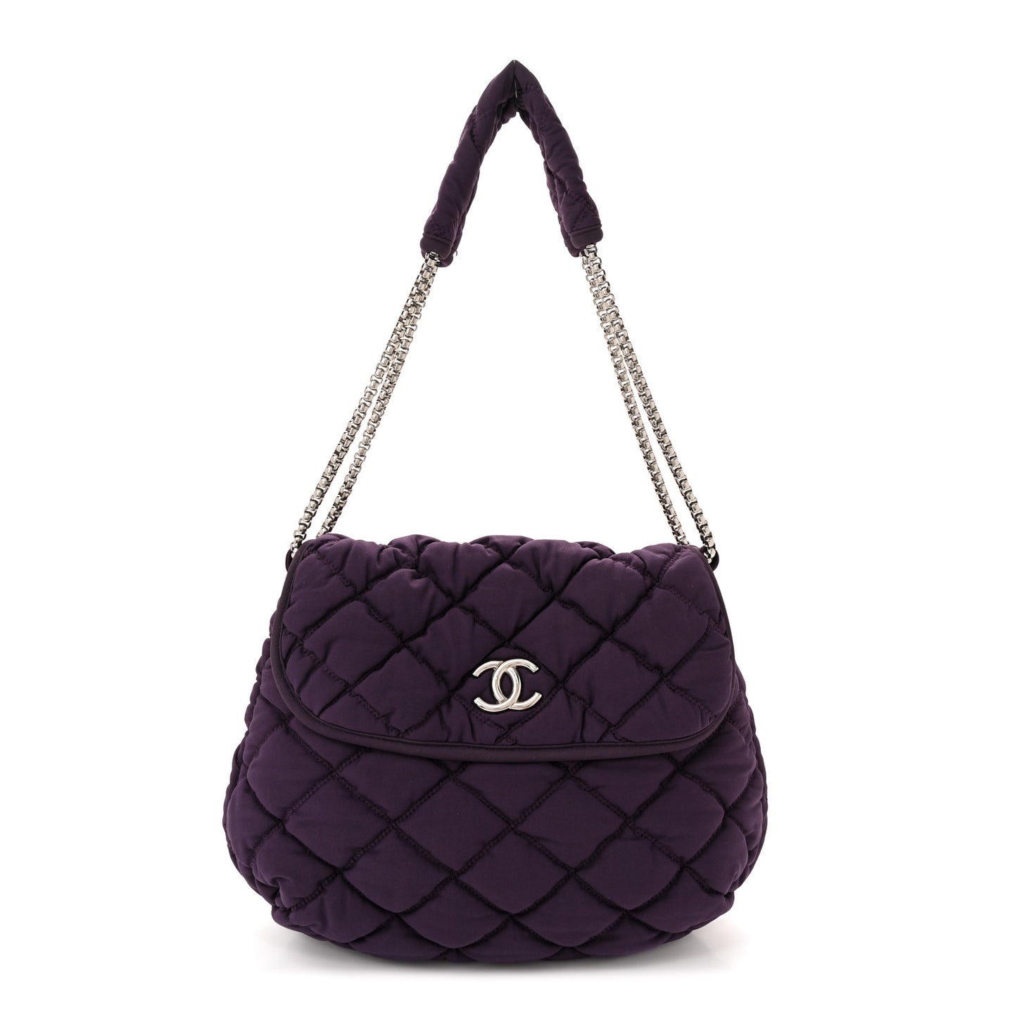 Nylon Bubble Quilt Accordion Flap Purple