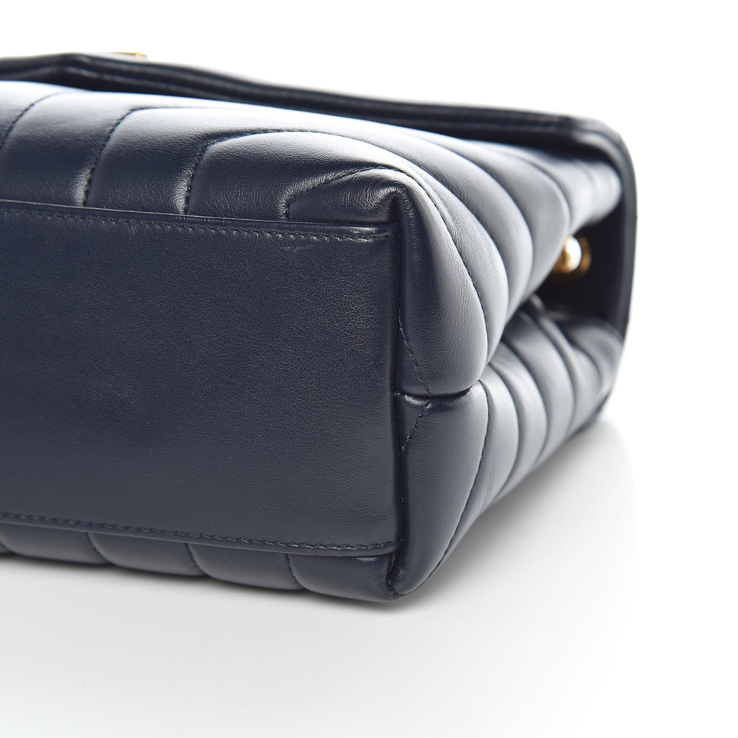 Saint Laurent Calfskin Y Quilted Monogram Small Loulou Chain Satchel Navy 9 of 10