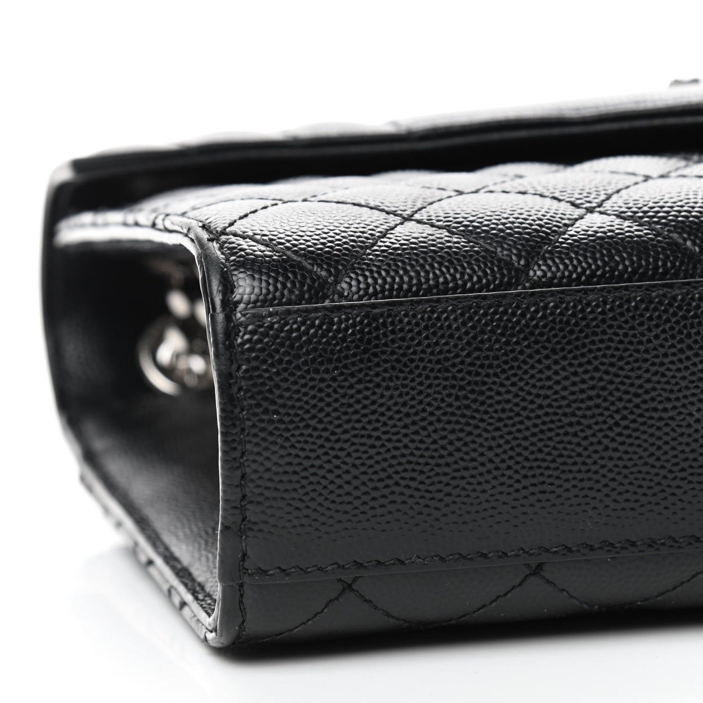 Grain De Poudre Textured Mixed Matelasse Triquilt Medium Monogram Satchel Black
