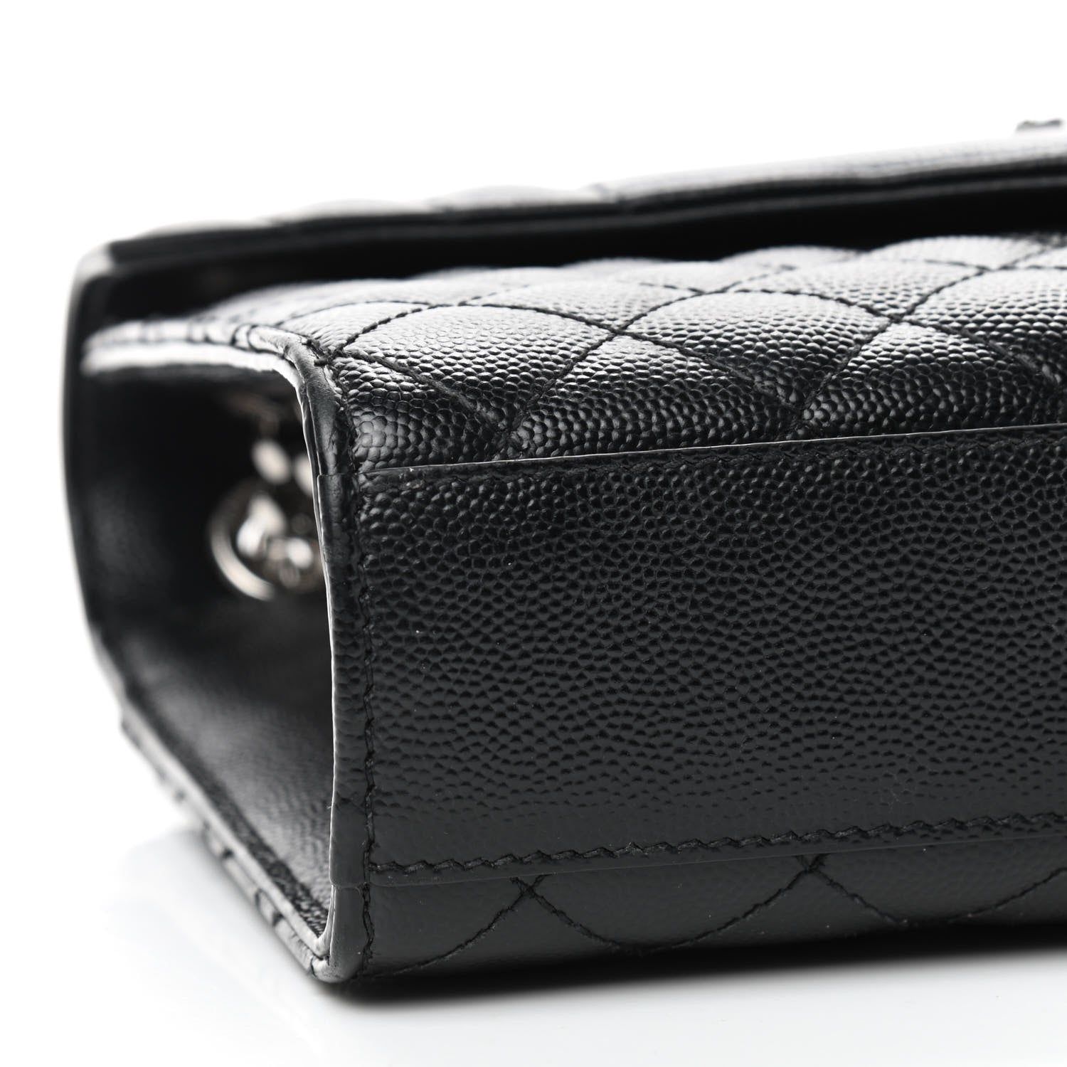 Saint Laurent Grain De Poudre Textured Mixed Matelasse Triquilt Medium Monogram Satchel Black 6 of 9