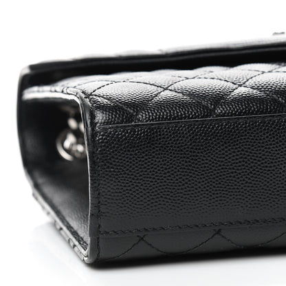 Saint Laurent Grain De Poudre Textured Mixed Matelasse Triquilt Medium Monogram Satchel Black 6 of 9