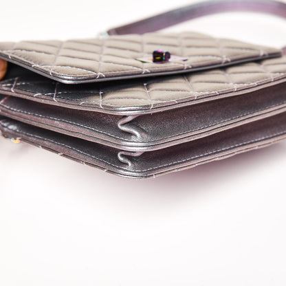 Chanel Iridescent Lambskin Quilted Reissue 2.55 Square Wallet On Chain WOC Light Purple 9 of 11