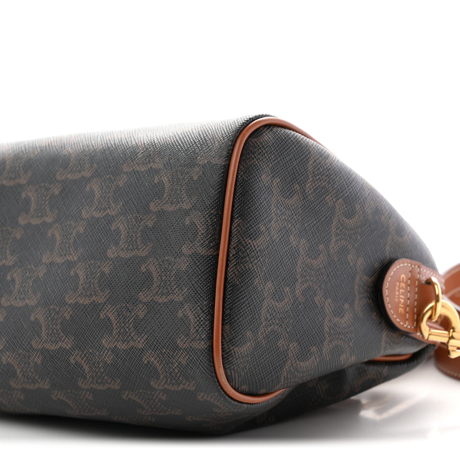 Celine Triomphe Canvas Calfskin Small Boston Bag Tan 9 of 9