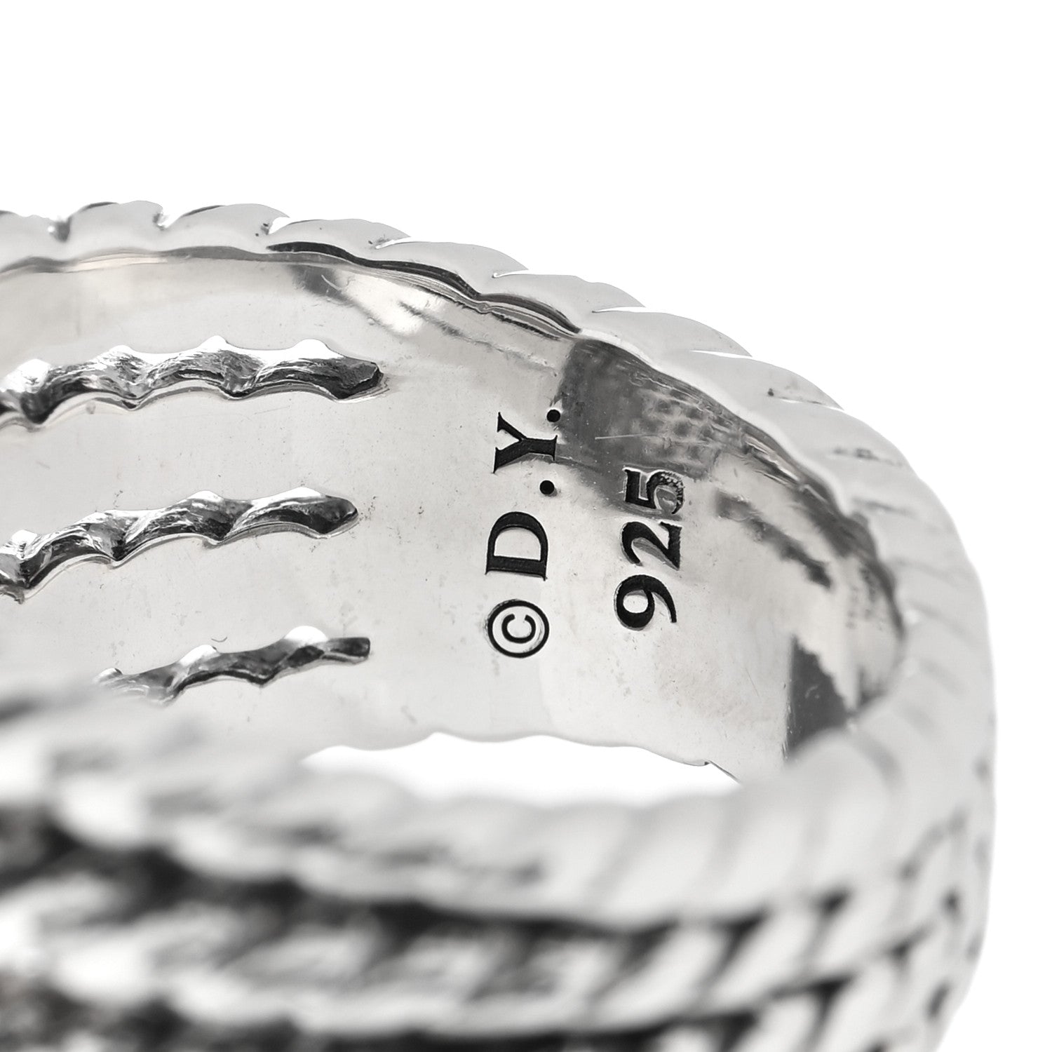 David Yurman Sterling Silver Diamond 16mm Wheaton Ring 51 5.75 4 of 4
