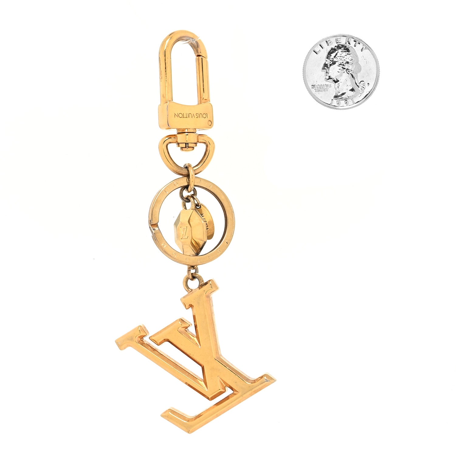 Louis Vuitton Metal LV Facettes Bag Charm Key Holder Gold 2 of 6