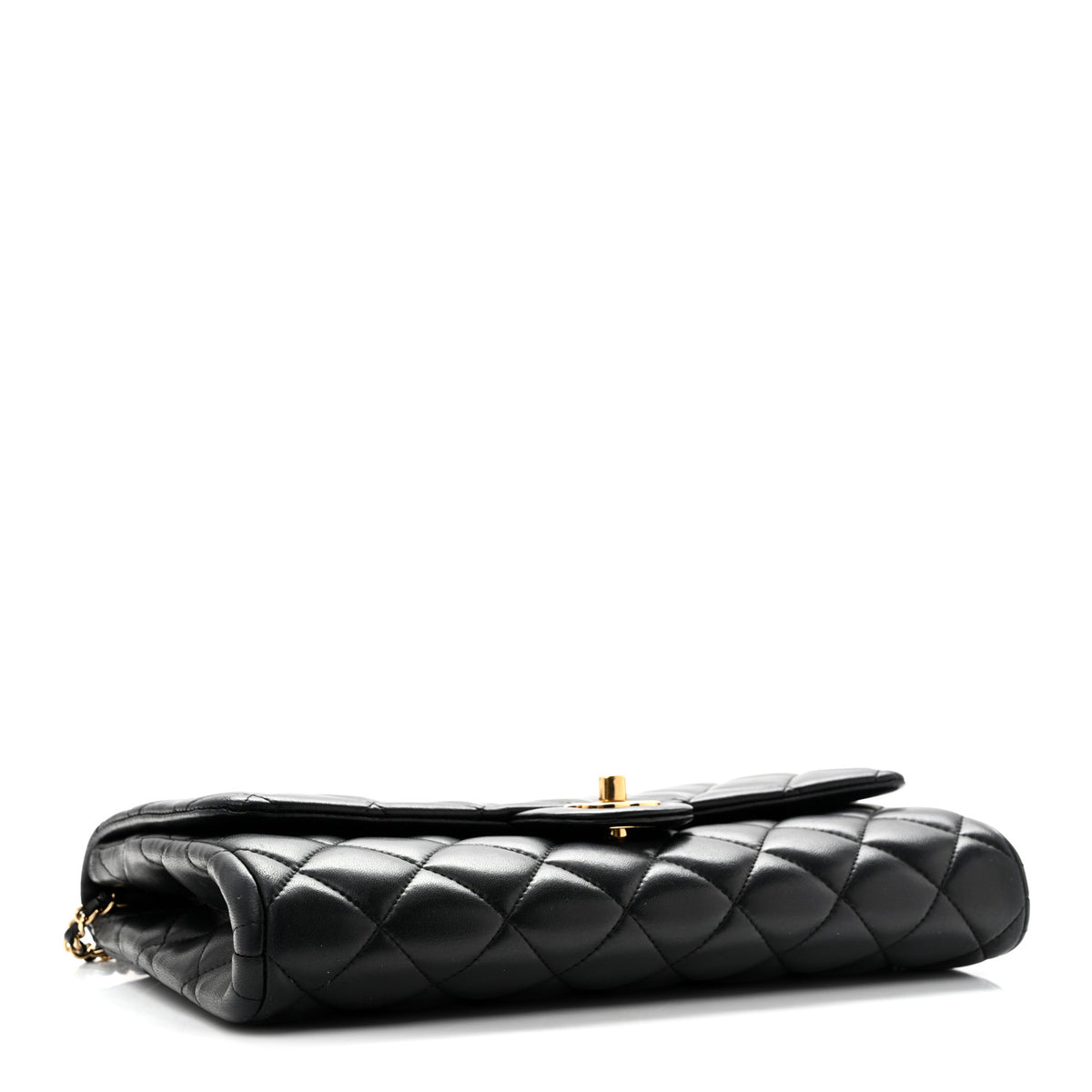 Chanel Lambskin Quilted Clutch with Chain Flap Black 4 of 12
