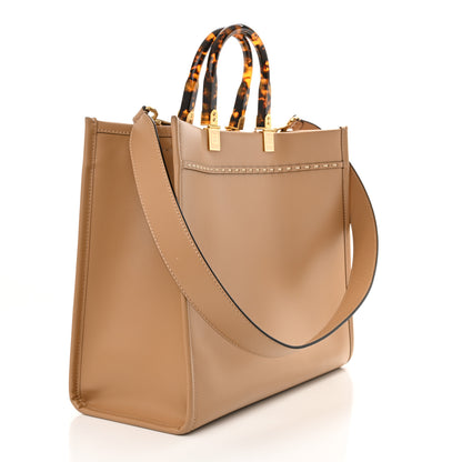 Fendi Vitello King Plexiglass Elaphe Python Print Logo Medium Fendi Sunshine Shopper Tote Miele Scuro Makeup 3 of 13