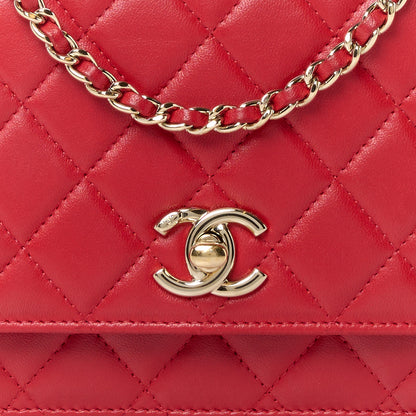Chanel Lambskin Quilted Trendy CC Wallet On Chain WOC Red 11 of 14