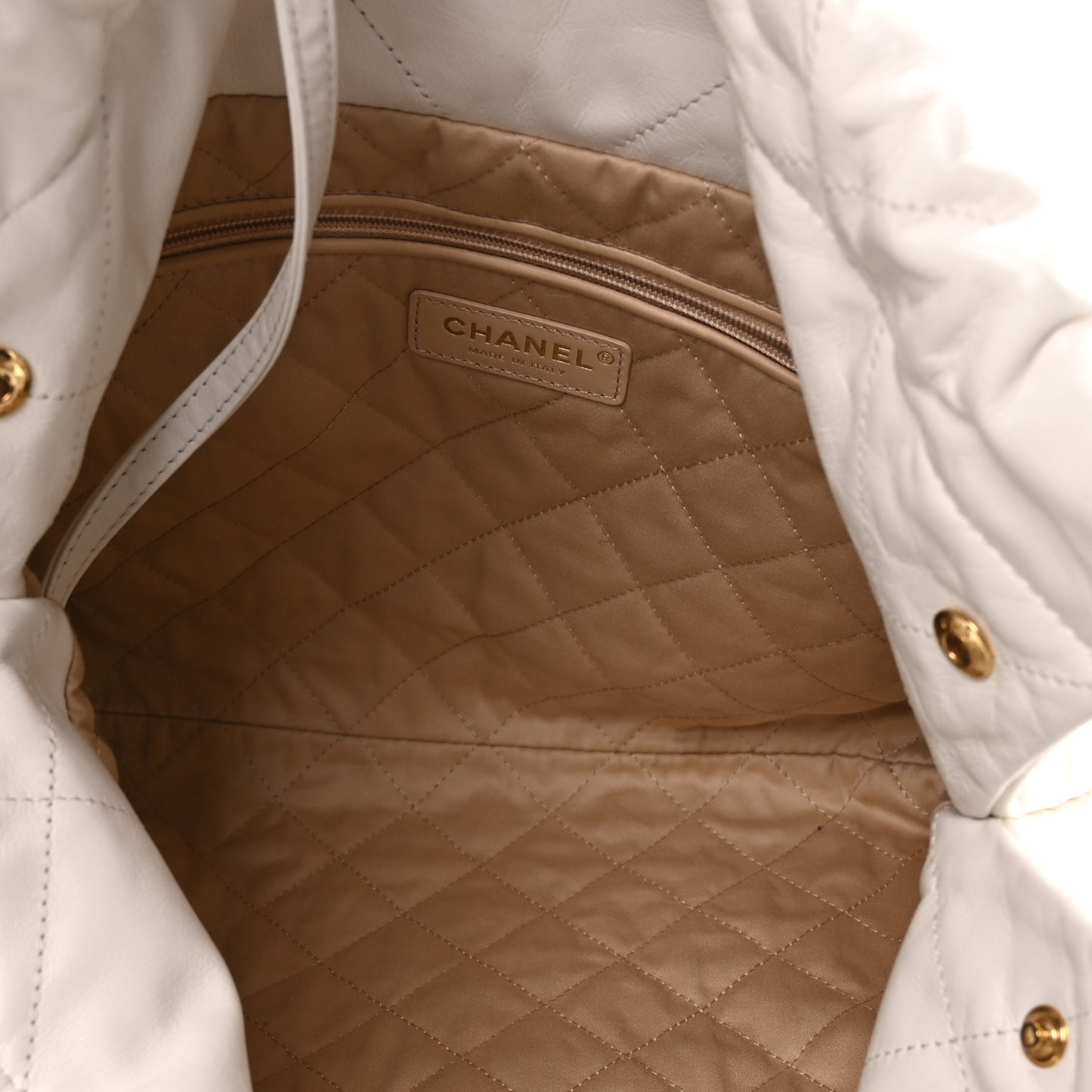 Shiny Calfskin Quilted Small Chanel 22 White