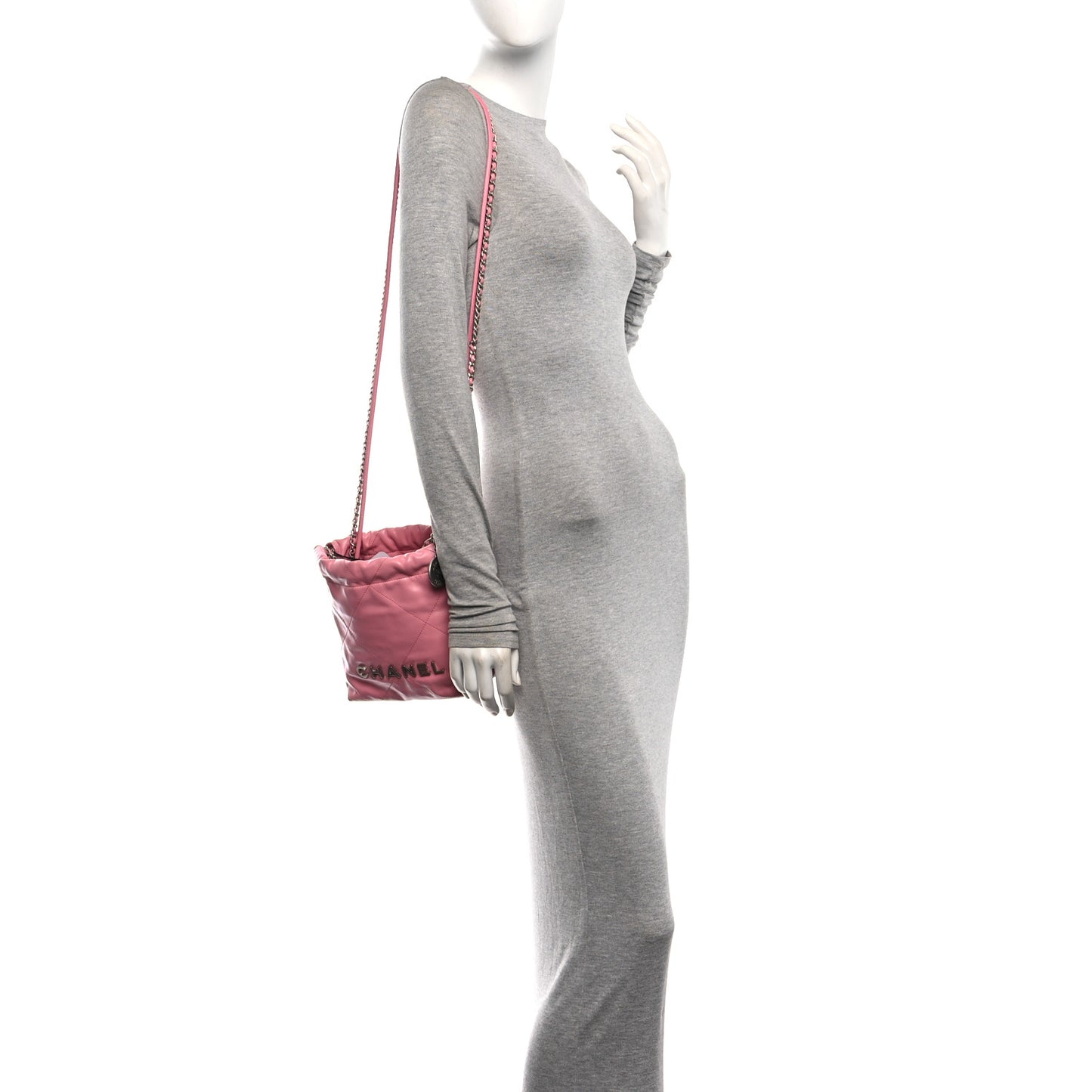 Shiny Calfskin Quilted Mini Chanel 22 Pink