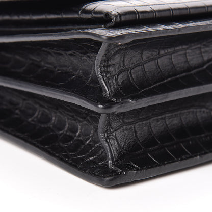 Saint Laurent Calfskin Crocodile Embossed Medium Monogram Sunset Black 9 of 10