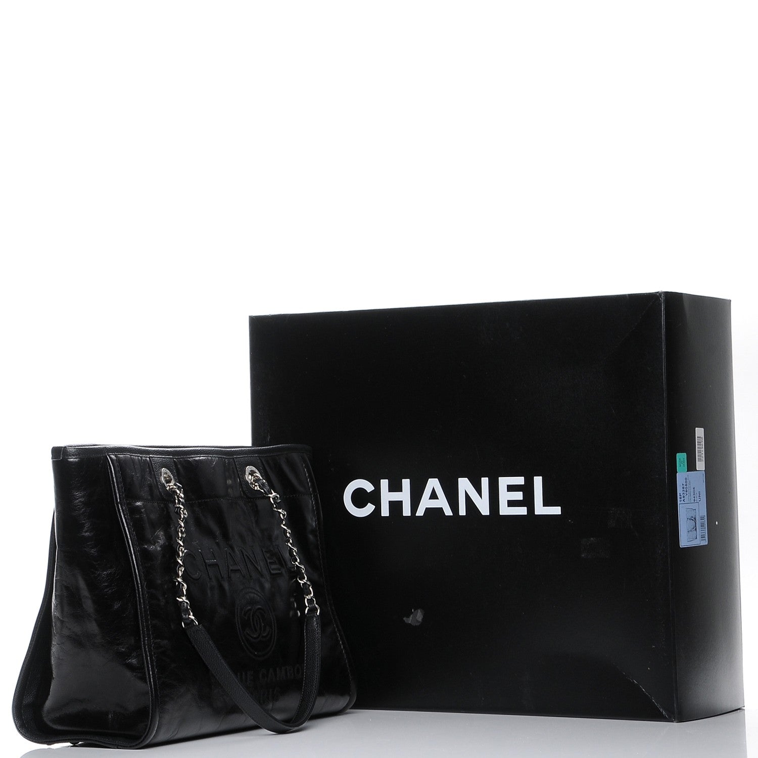 Chanel Glazed Calfskin Small Deauville Tote Black 8 of 8