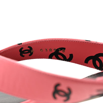 Chanel Lambskin Printed CC Thong Sandals 40 Pink Black 8 of 10