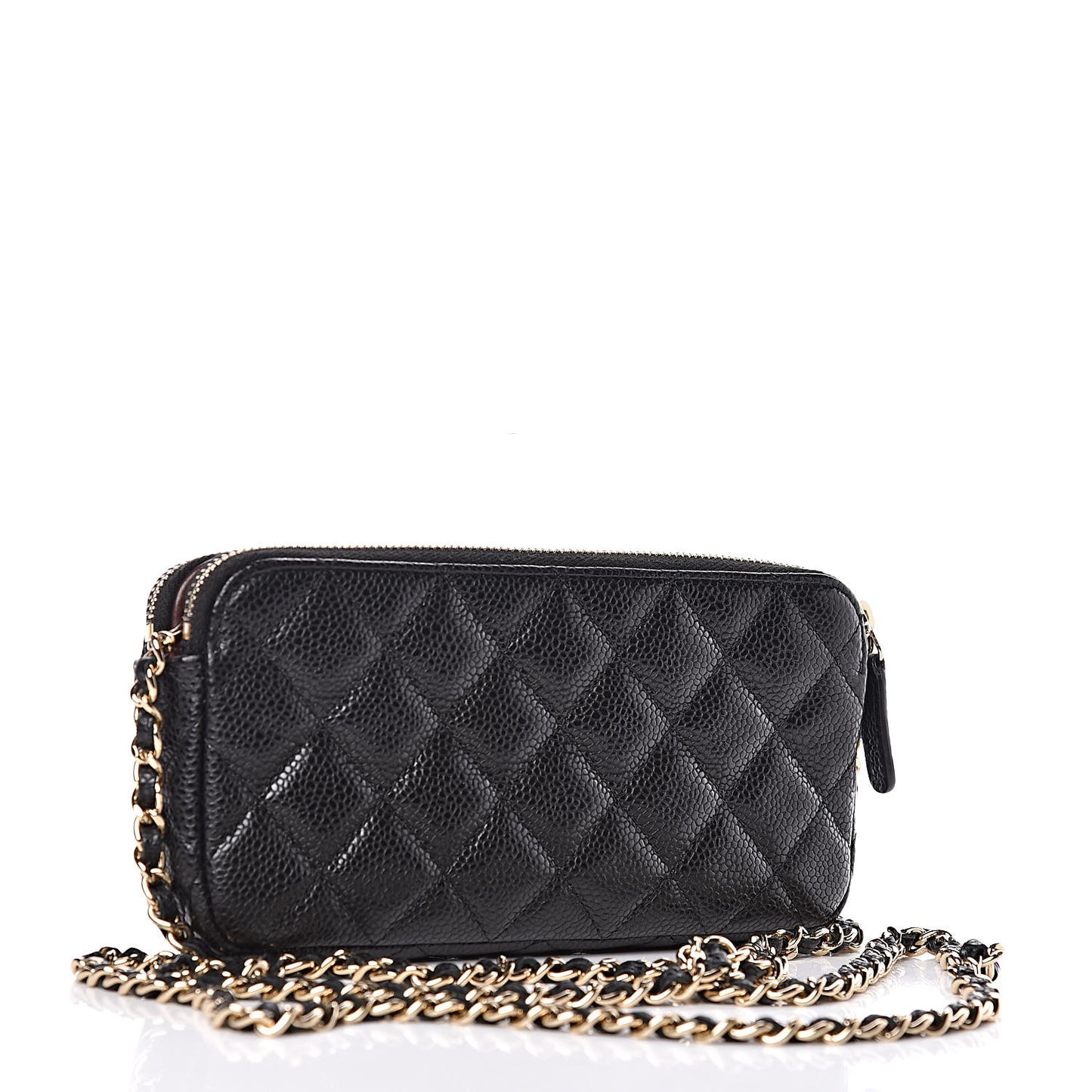 Caviar Quilted Small Clutch With Chain Black